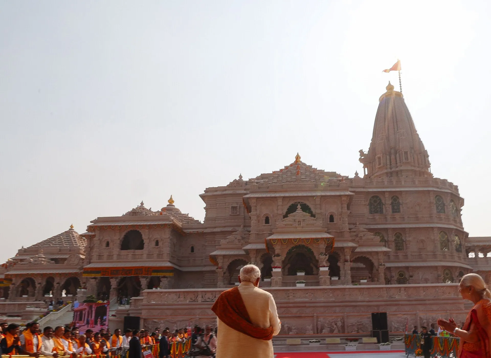 Side view of the Ram Janmabhoomi Mandir, Ayodhya: Nagara style architecture